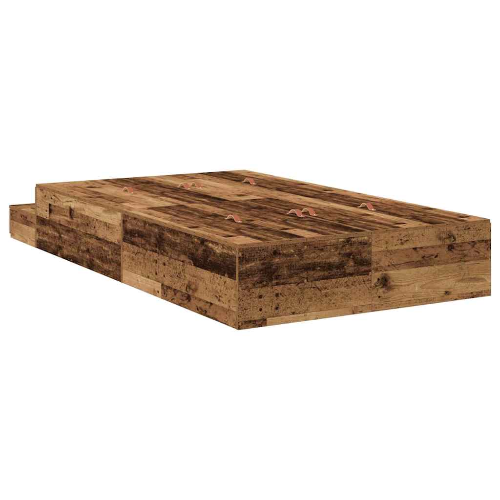 vidaXL Rama łóżka z miejscem na przechowywanie Stare drewno 120 cm