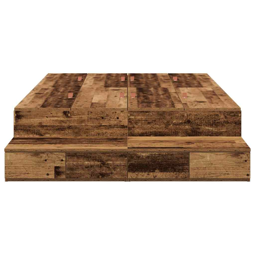 vidaXL Rama łóżka z miejscem na przechowywanie Stare drewno 120 cm