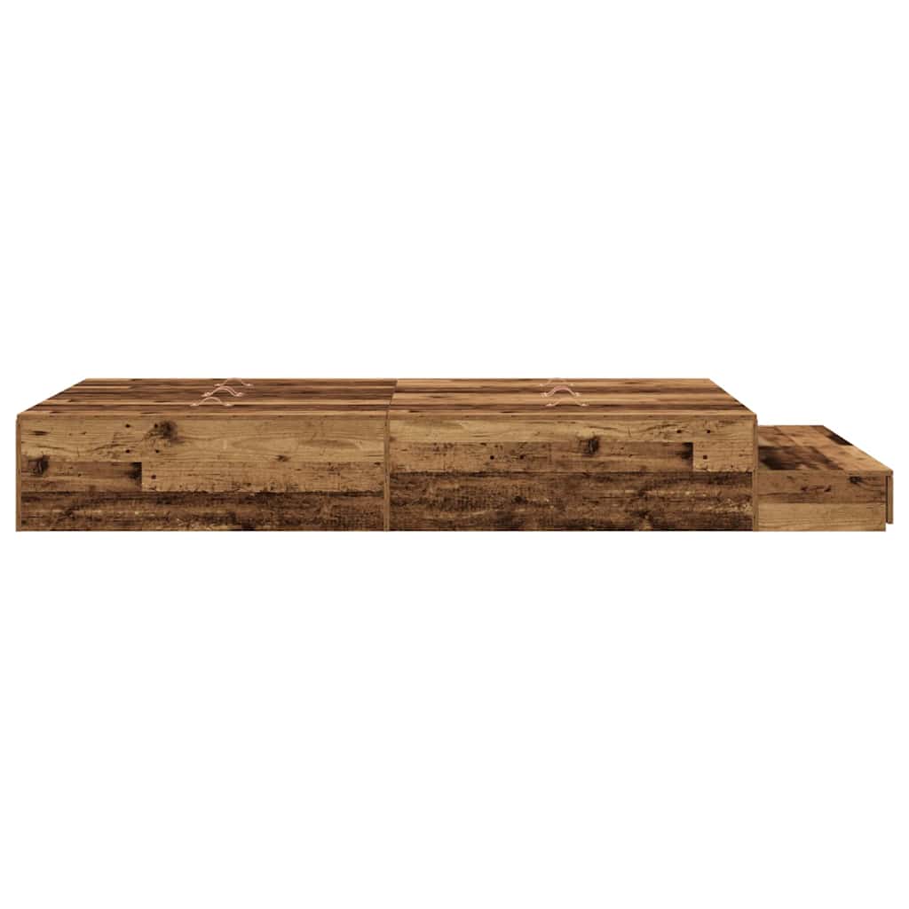 vidaXL Rama łóżka z miejscem na przechowywanie Stare drewno 120 cm