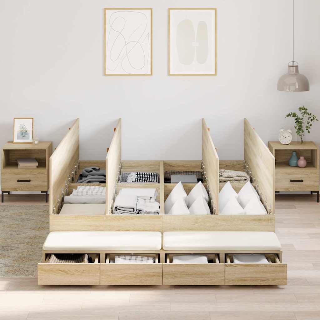 vidaXL Rama łóżka z miejscem na przechowywanie Dąb Sonoma 140 cm