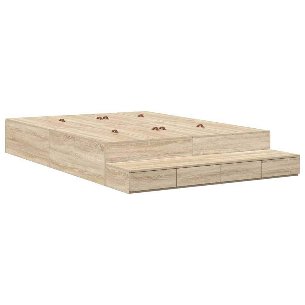 vidaXL Rama łóżka z miejscem na przechowywanie Dąb Sonoma 140 cm