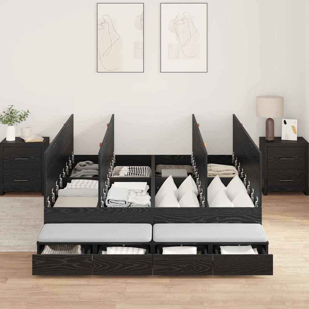 vidaXL Rama łóżka z miejscem na przechowywanie Czarny Dąb 150 cm