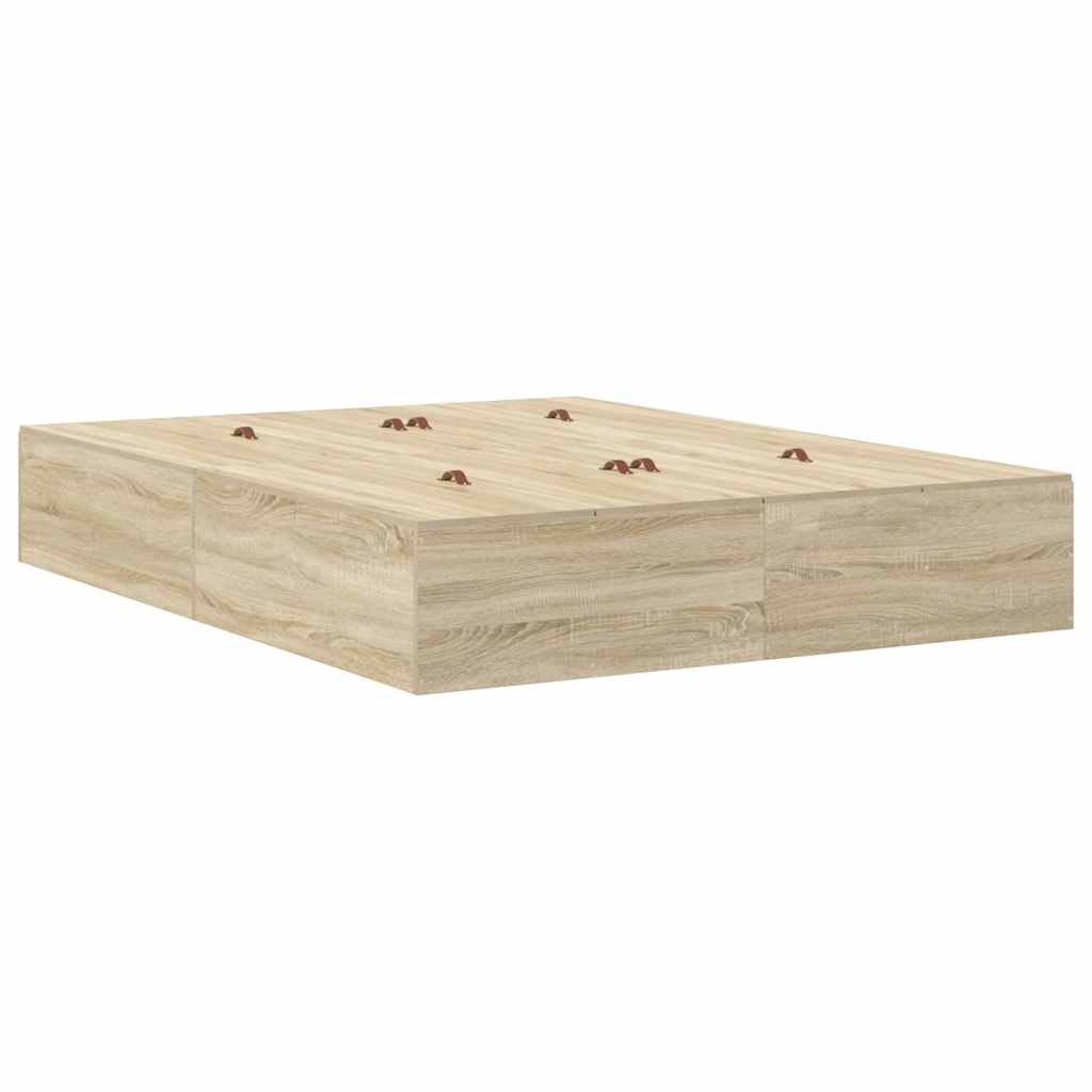 vidaXL Rama łóżka z miejscem na przechowywanie Dąb Sonoma 150 cm