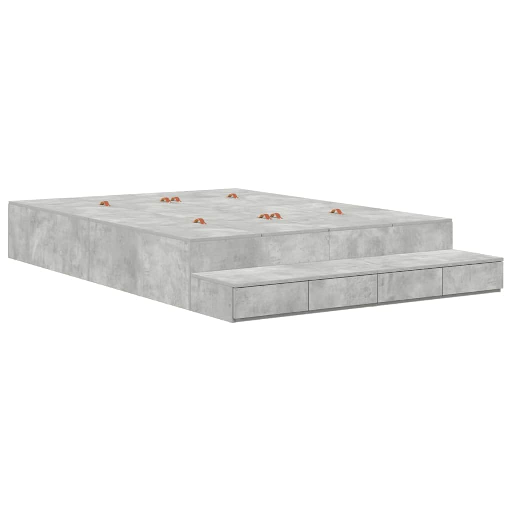 vidaXL Rama łóżka z miejscem na przechowywanie Betonowy szary 150 cm