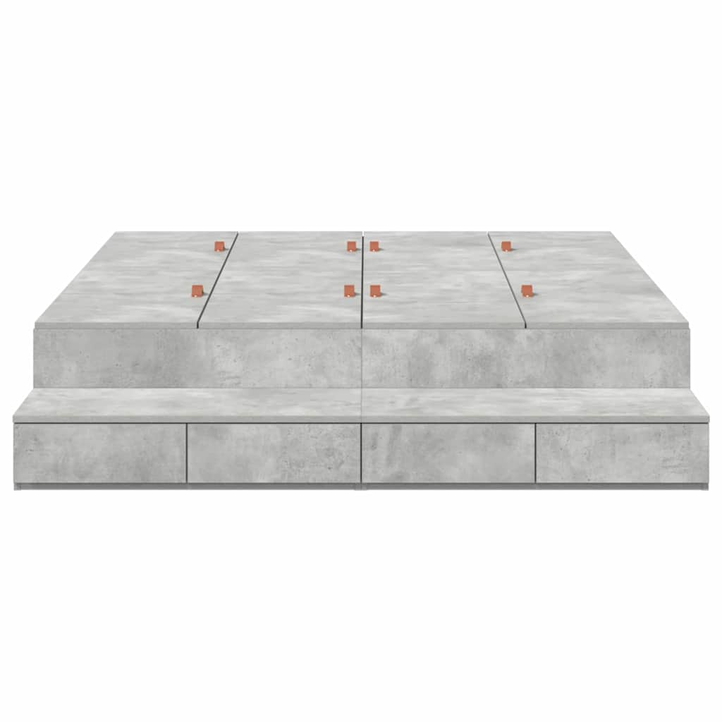 vidaXL Rama łóżka z miejscem na przechowywanie Betonowy szary 150 cm