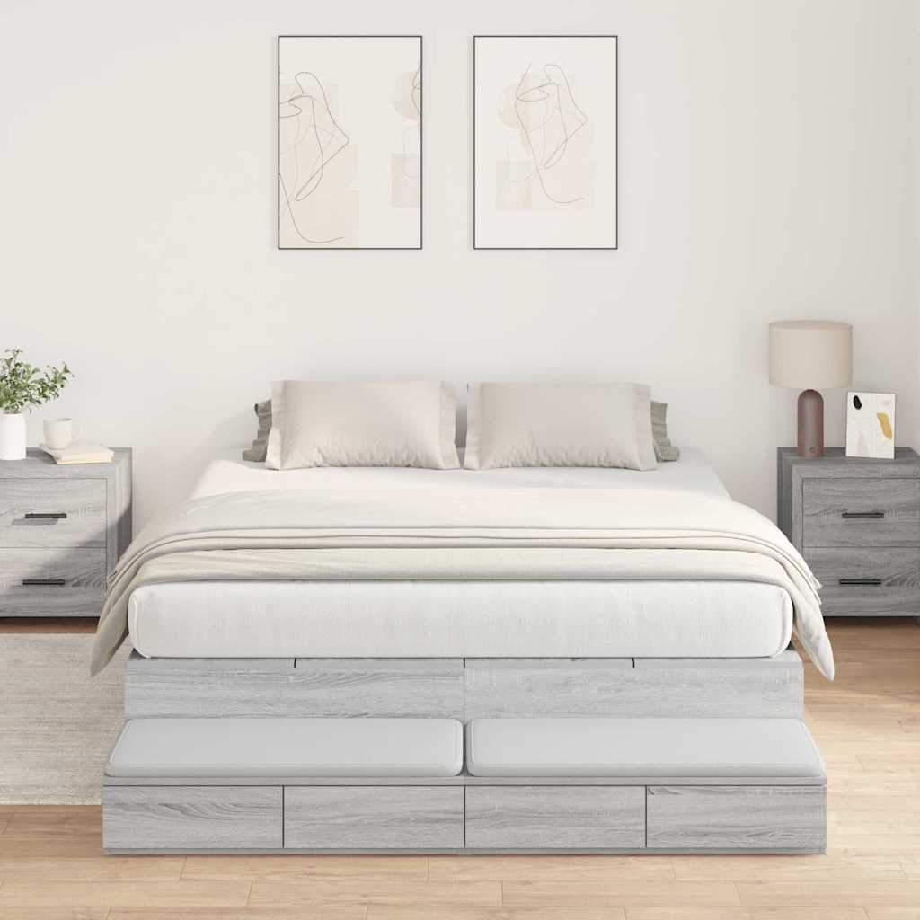 vidaXL Rama łóżka z miejscem na przechowywanie Szary Sonoma 150 cm