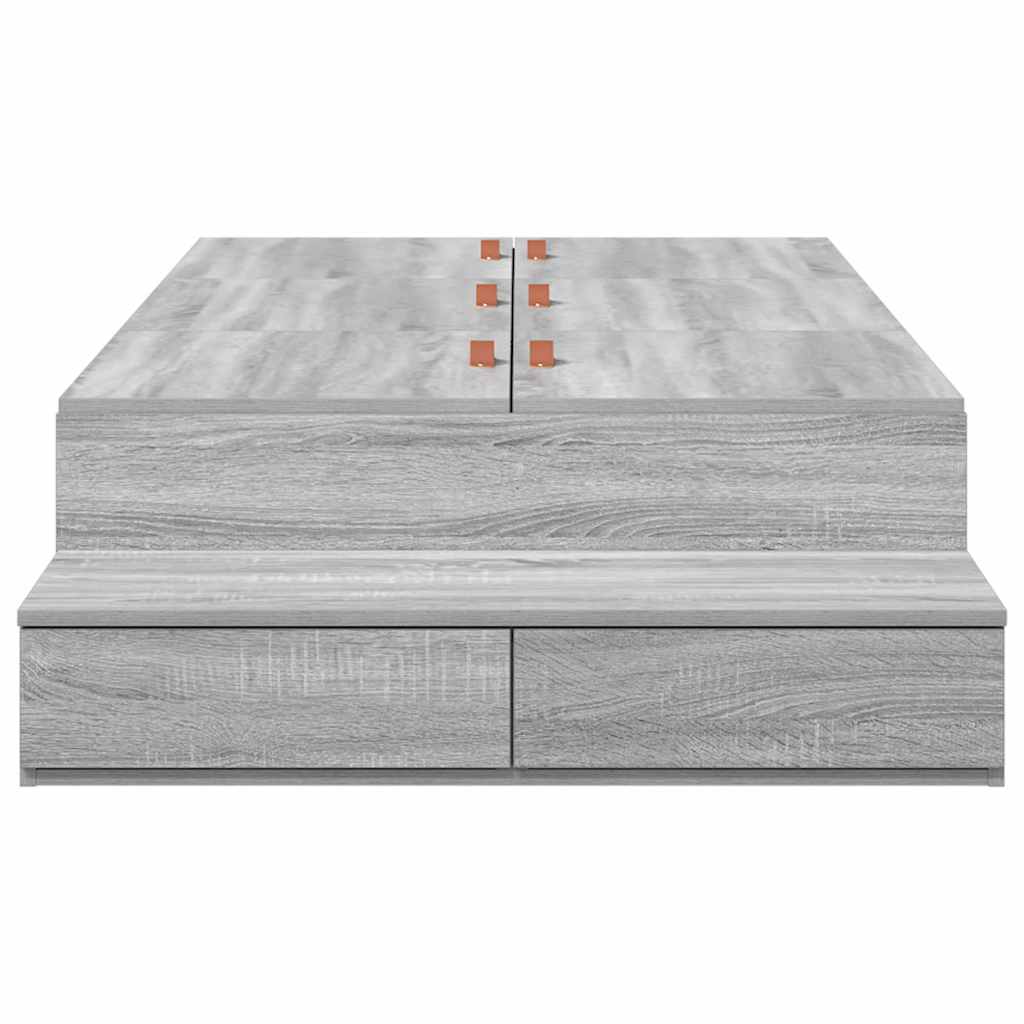 vidaXL Rama łóżka z miejscem na przechowywanie Szary Sonoma 75 cm