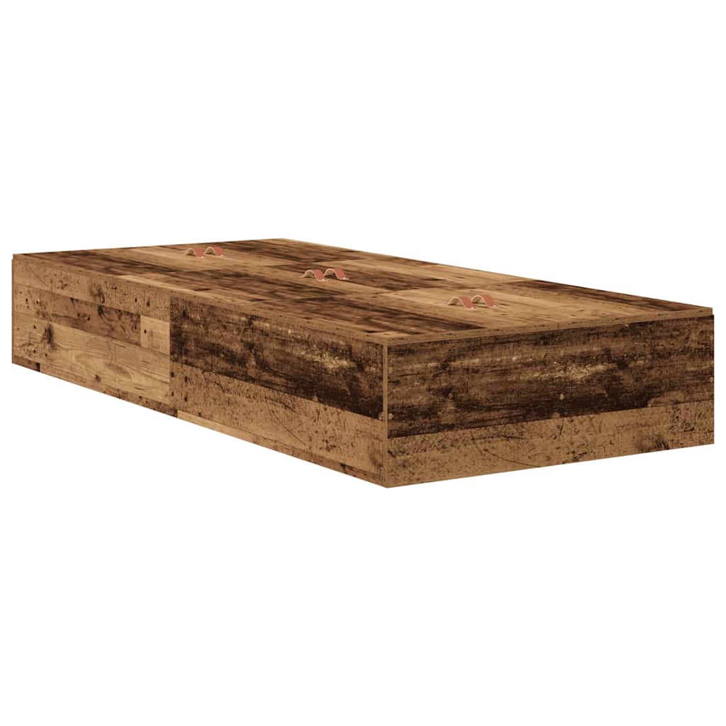 vidaXL Rama łóżka z miejscem na przechowywanie Stare drewno 75 cm