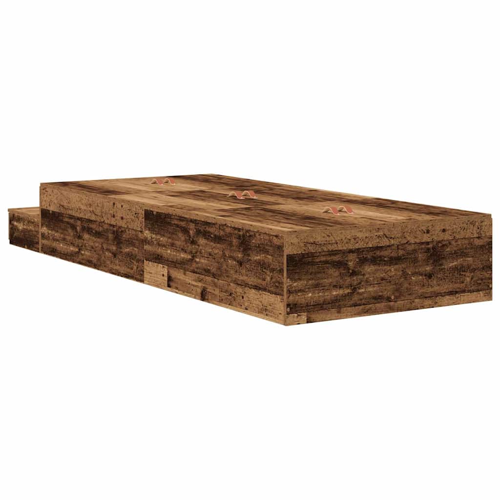 vidaXL Rama łóżka z miejscem na przechowywanie Stare drewno 75 cm