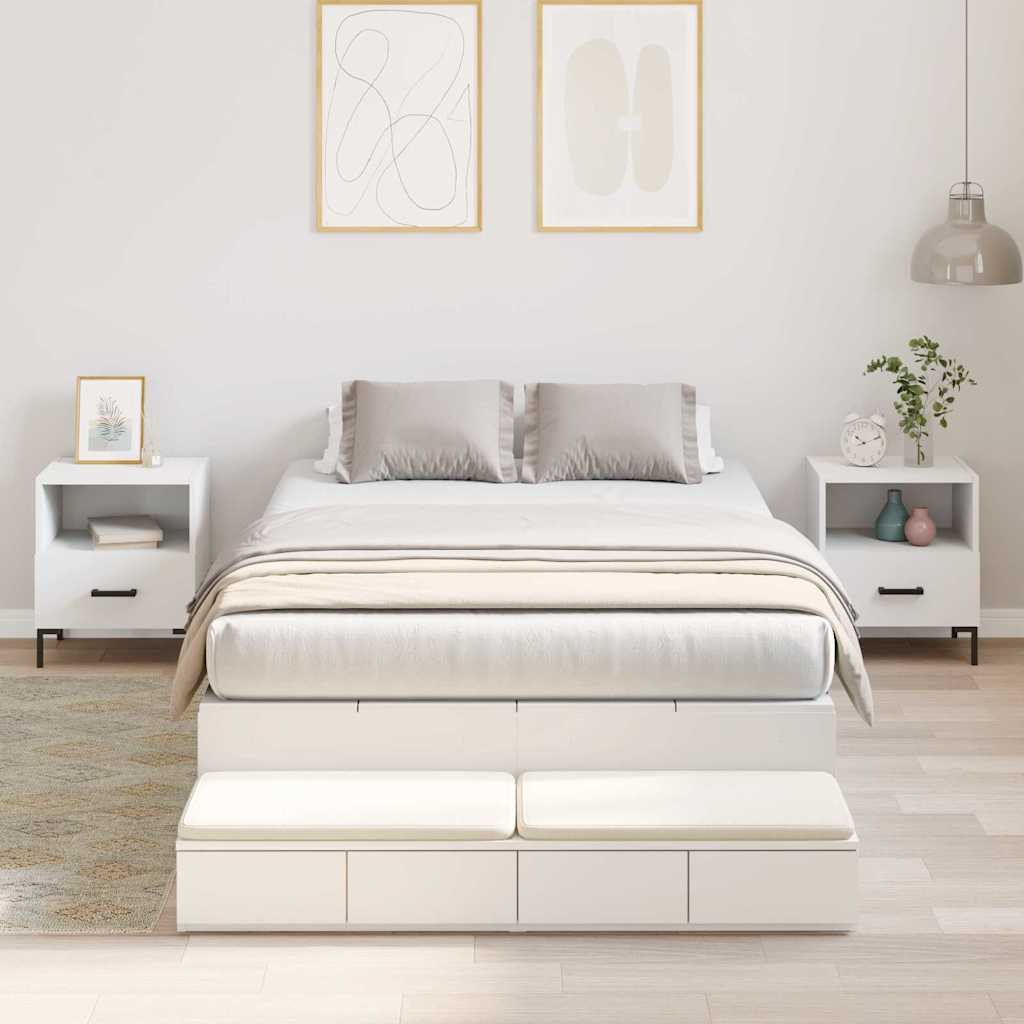 vidaXL Rama łóżka z miejscem na przechowywanie z szufladą Biały 120 cm