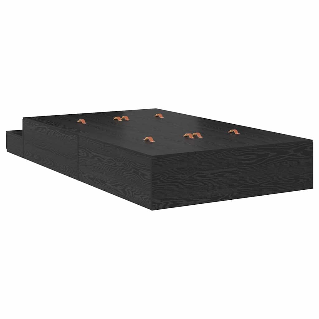 vidaXL Rama łóżka z miejscem na przechowywanie Czarny Dąb 120 cm