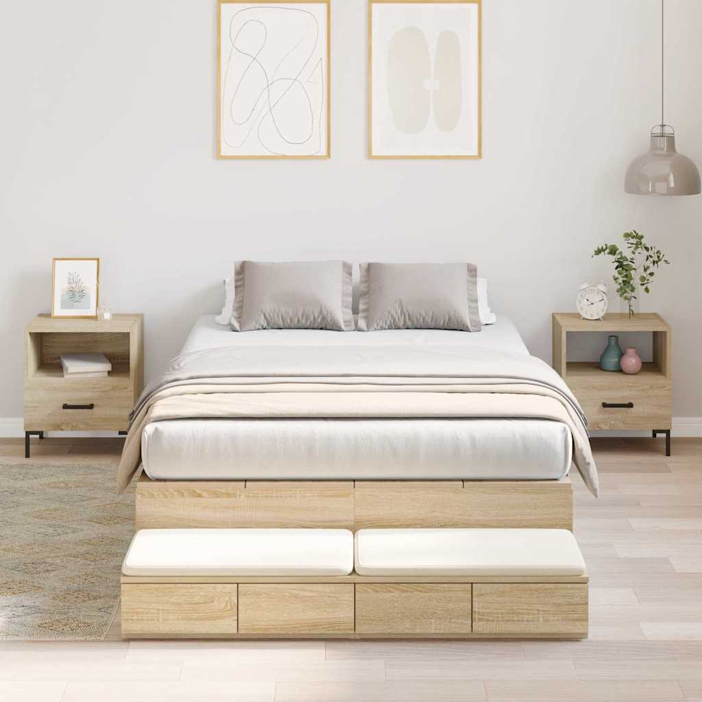 vidaXL Rama łóżka z miejscem na przechowywanie Dąb Sonoma 120 cm