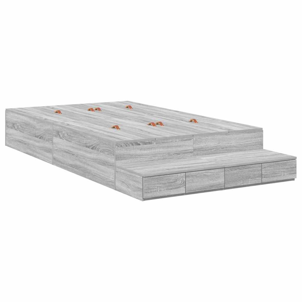 vidaXL Rama łóżka z miejscem na przechowywanie Szary Sonoma 120 cm