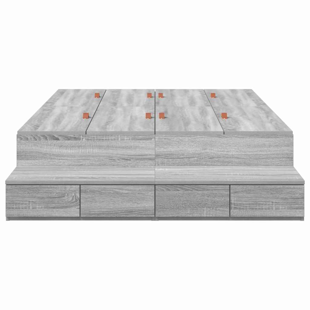 vidaXL Rama łóżka z miejscem na przechowywanie Szary Sonoma 120 cm
