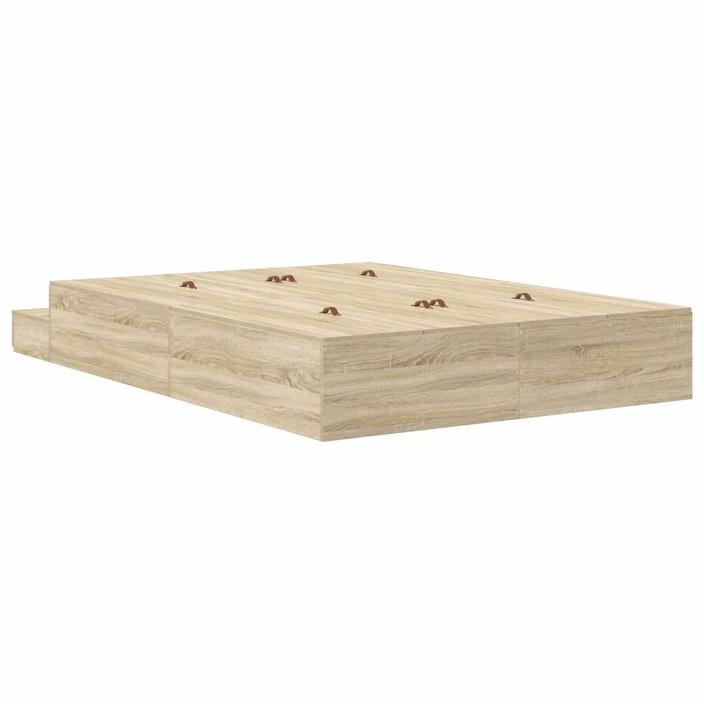 vidaXL Rama łóżka z miejscem na przechowywanie Dąb Sonoma 140 cm