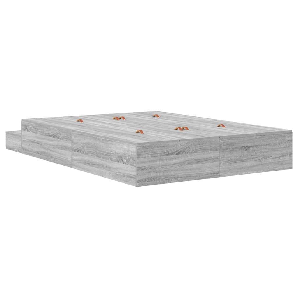vidaXL Rama łóżka z miejscem na przechowywanie Szary Sonoma 140 cm