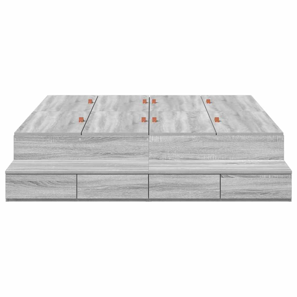 vidaXL Rama łóżka z miejscem na przechowywanie Szary Sonoma 135 cm