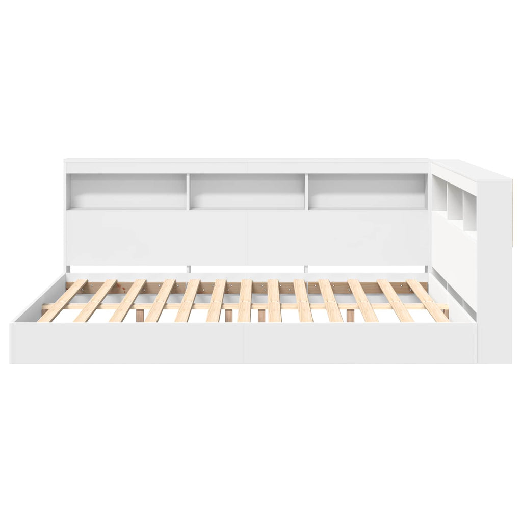 vidaXL Łóżko z Biblioteczką Biały 140 x 200 cm Materiał drewnopochodny