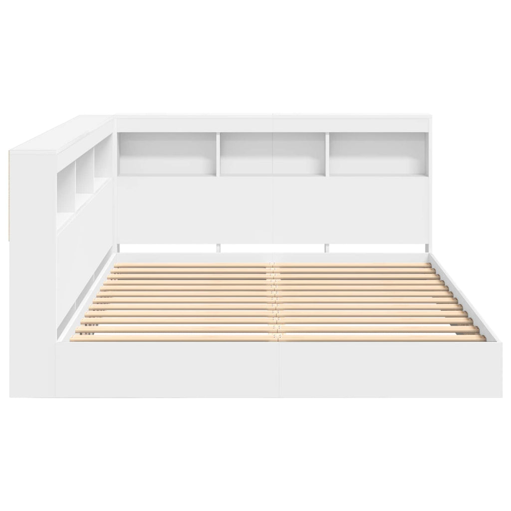 vidaXL Łóżko z Biblioteczką Biały 140 x 200 cm Materiał drewnopochodny