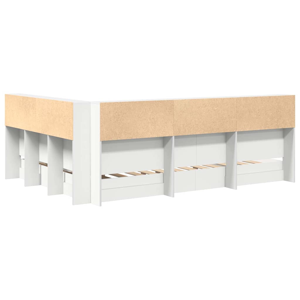 vidaXL Łóżko z Biblioteczką Biały 135 x 190 cm Drewno inżynieryjne