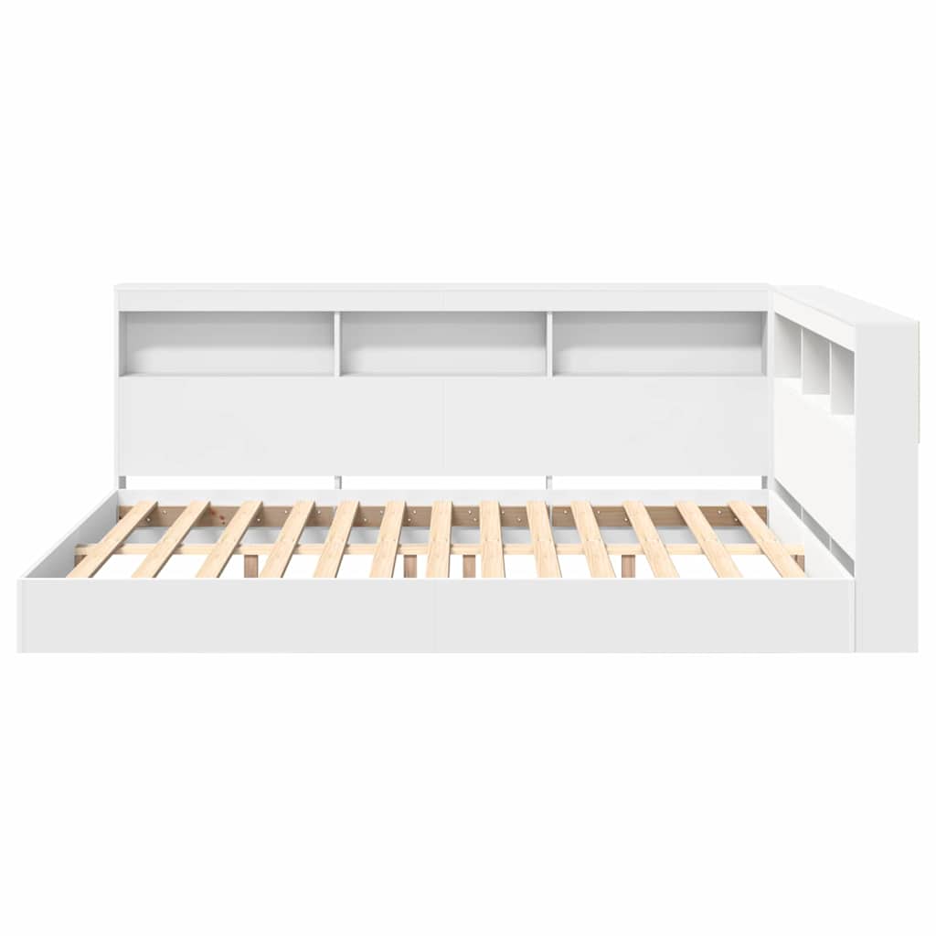 vidaXL Łóżko z Biblioteczką Biały 135 x 190 cm Drewno inżynieryjne