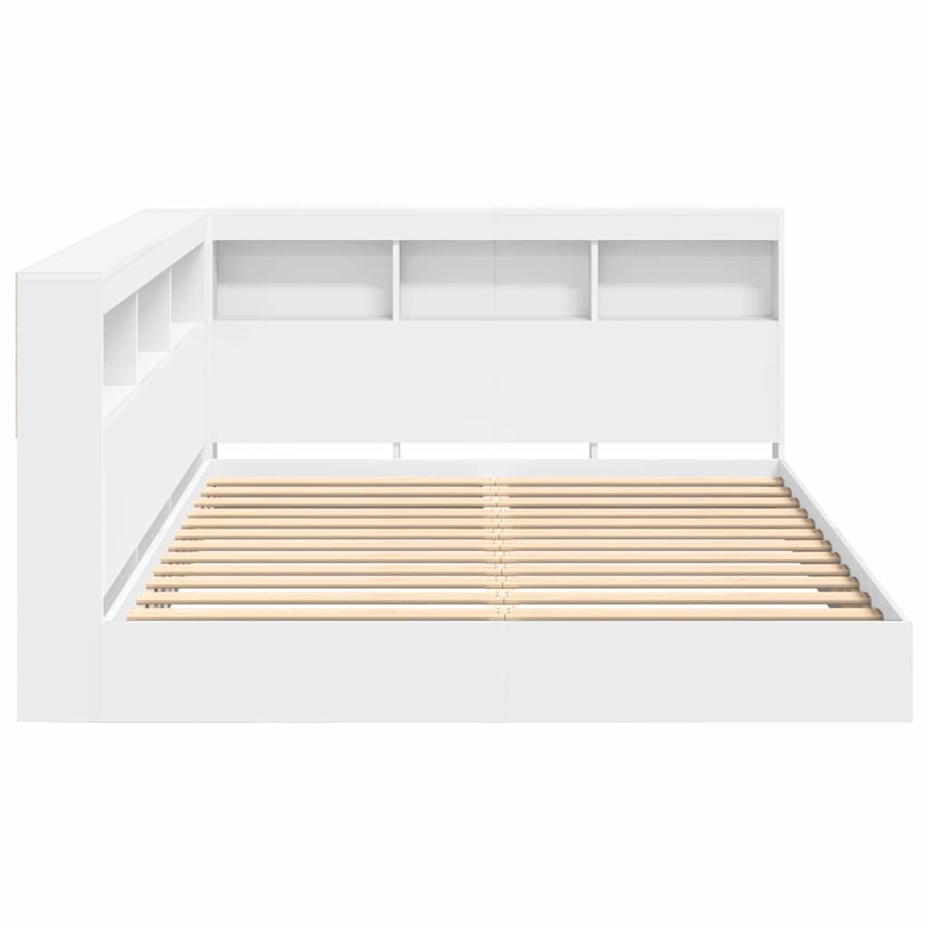 vidaXL Łóżko z Biblioteczką Biały 135 x 190 cm Drewno inżynieryjne
