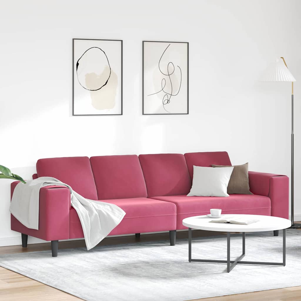 vidaXL Sofa do salonu Czerwone wino 250 x 77 x 76 cm