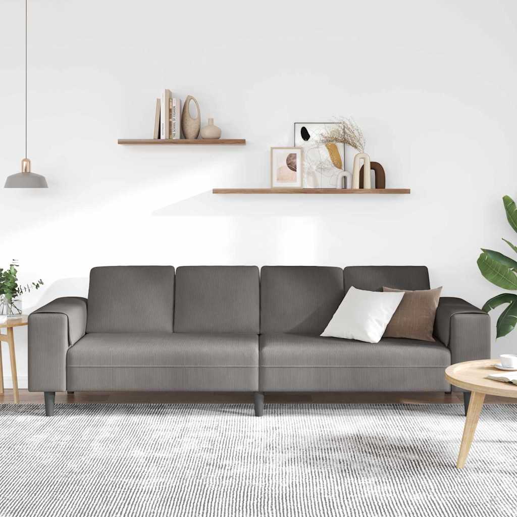 vidaXL Sofa Jasnoszary 250 x 77 x 76 cm Tkanina sztruksowa