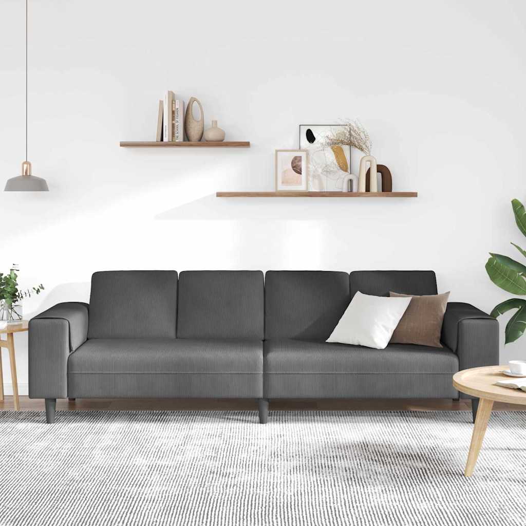 vidaXL Sofa Ciemnoszary 250 x 77 x 76 cm Tkanina sztruksowa