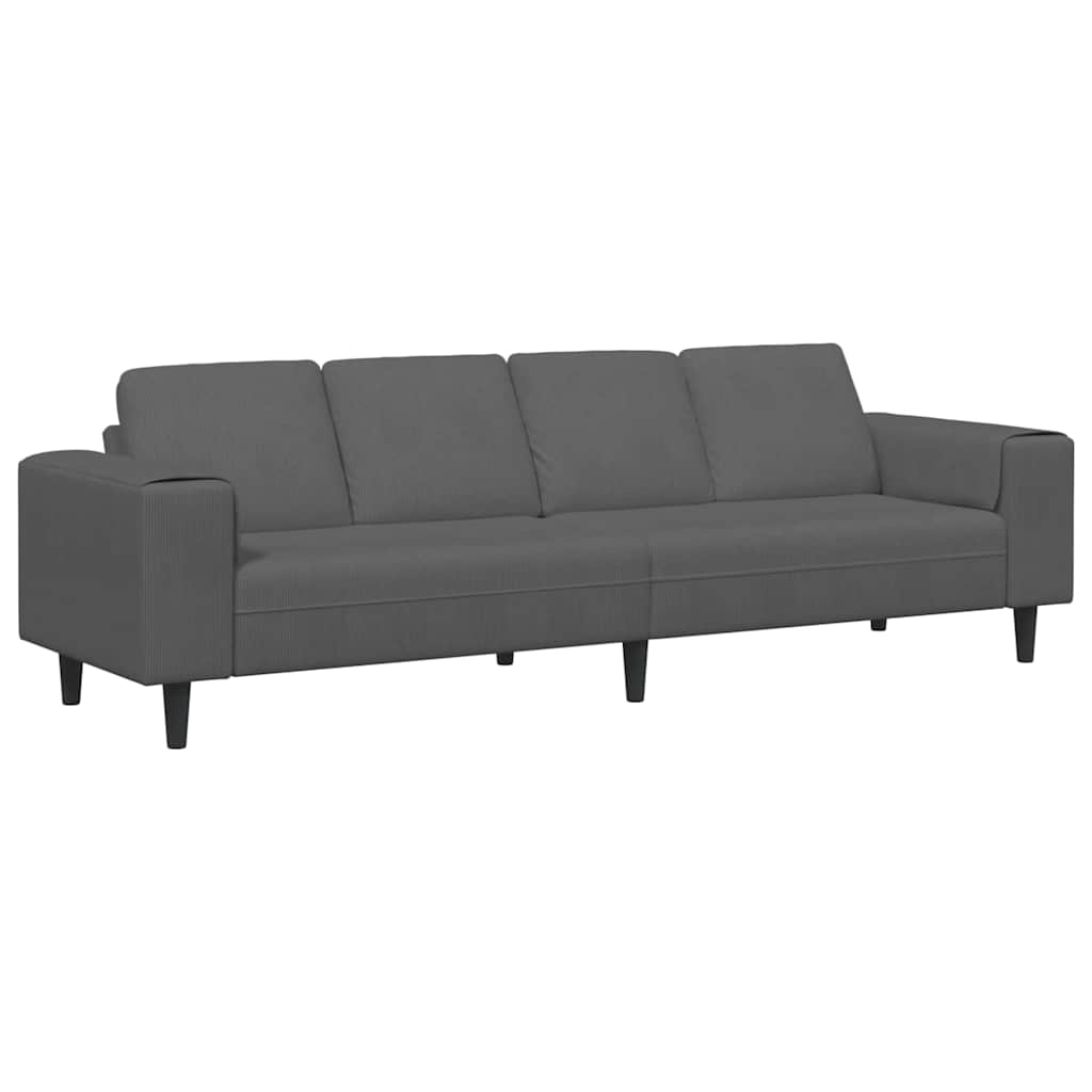 vidaXL Sofa Ciemnoszary 250 x 77 x 76 cm Tkanina sztruksowa
