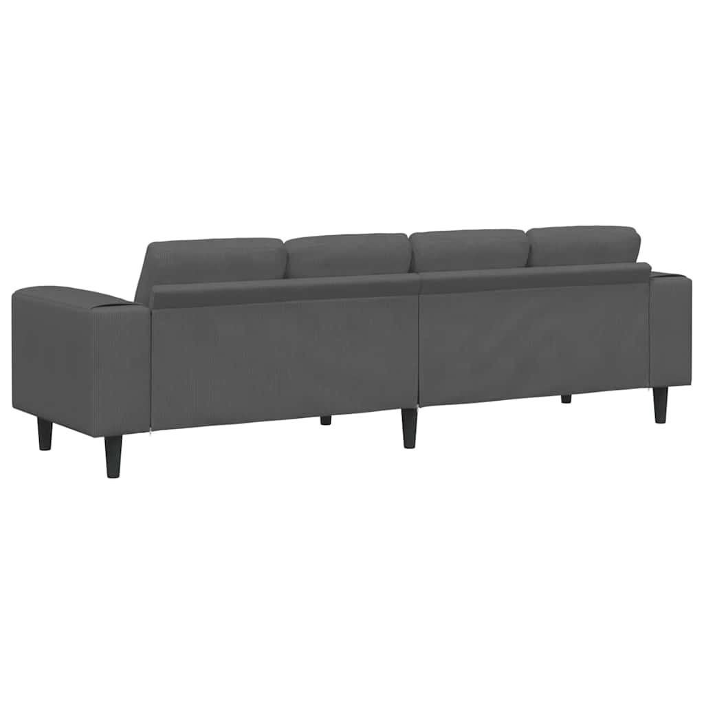 vidaXL Sofa Ciemnoszary 250 x 77 x 76 cm Tkanina sztruksowa
