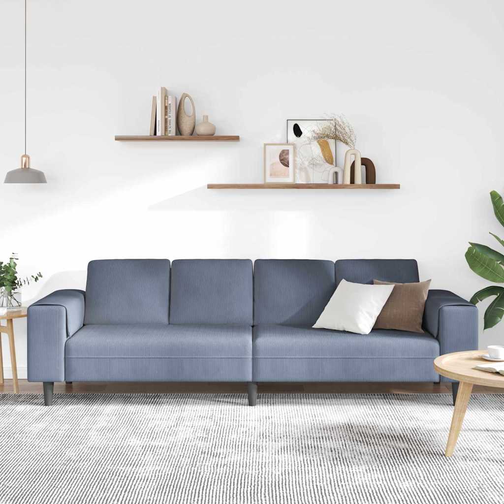 vidaXL Sofa Niebieski 250 x 77 x 76 cm Tkanina sztruksowa