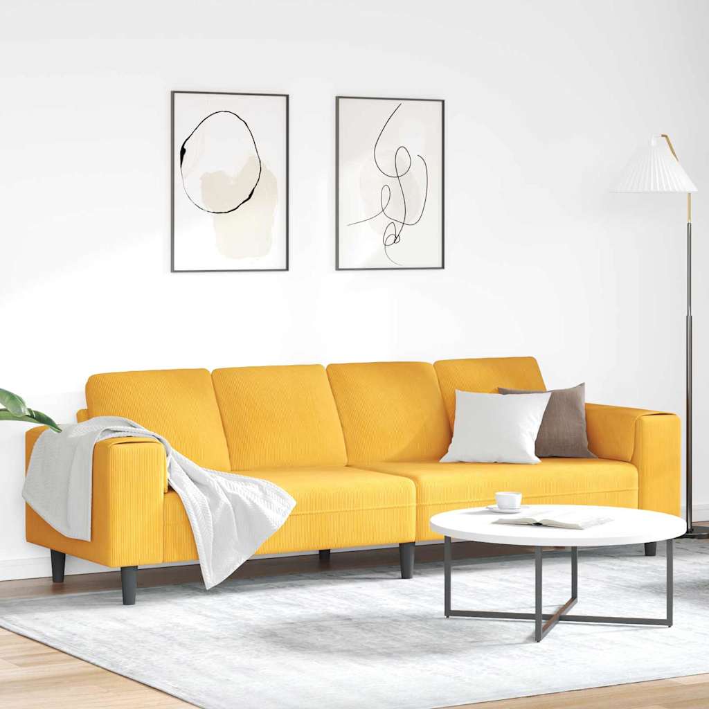 vidaXL Sofa Jasnożółty 250 x 77 x 76 cm Tkanina sztruksowa