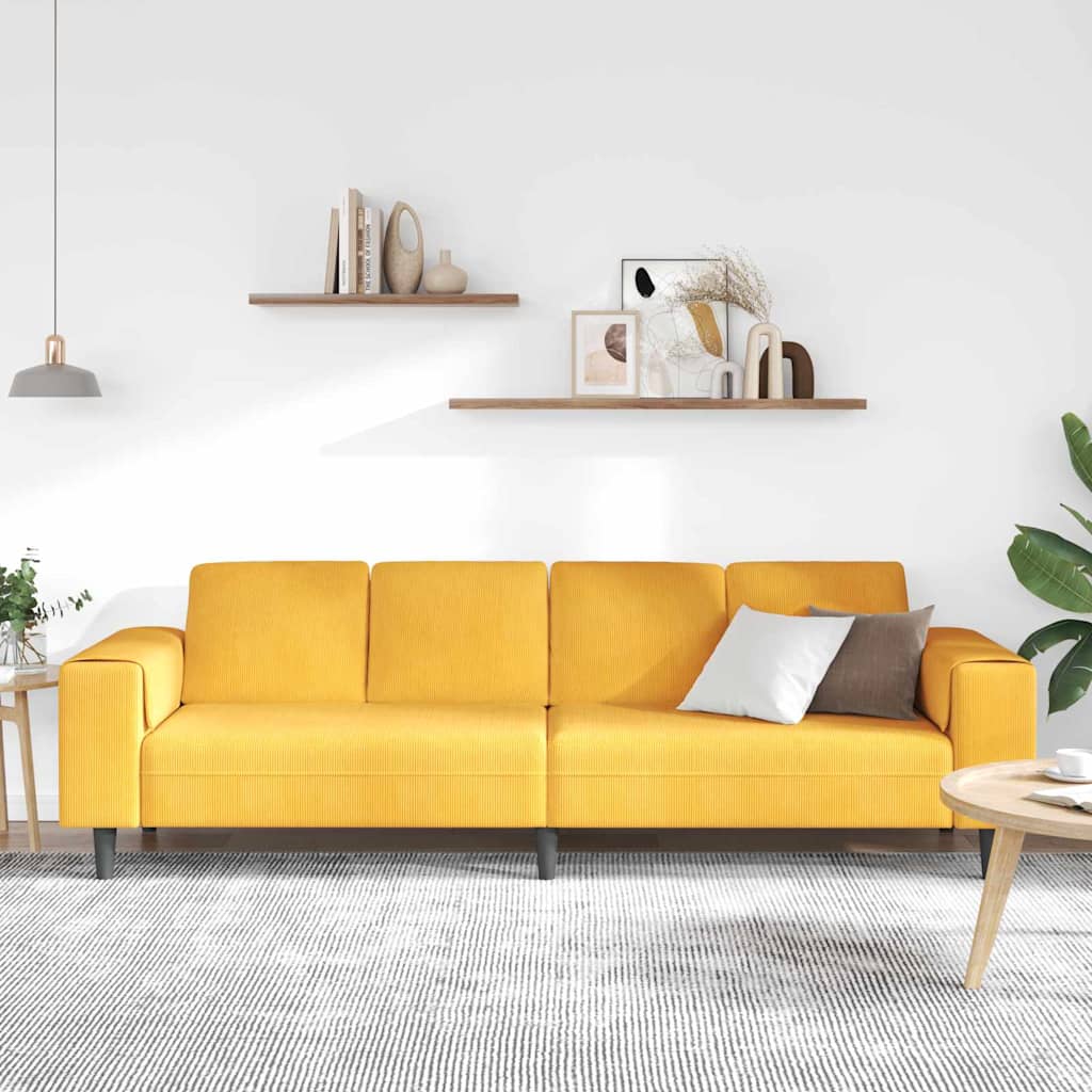 vidaXL Sofa Jasnożółty 250 x 77 x 76 cm Tkanina sztruksowa