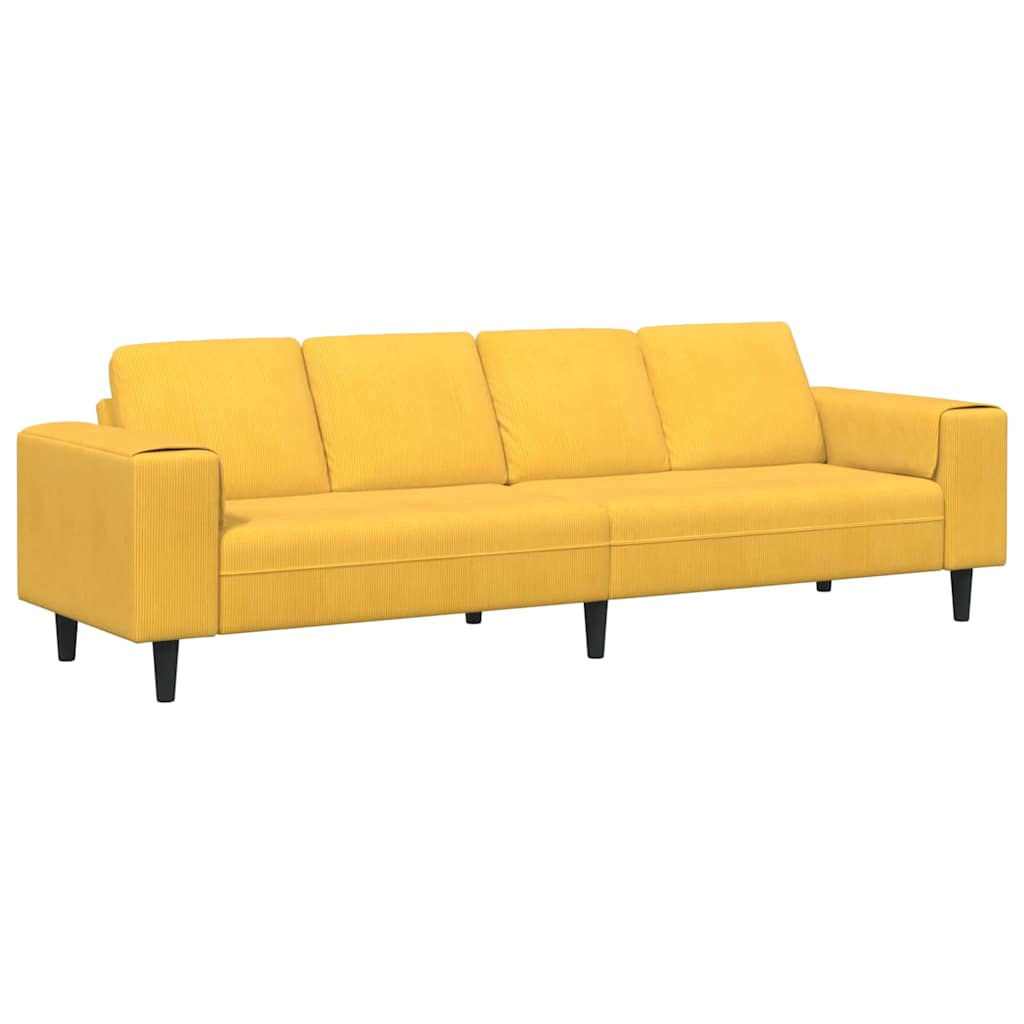 vidaXL Sofa Jasnożółty 250 x 77 x 76 cm Tkanina sztruksowa