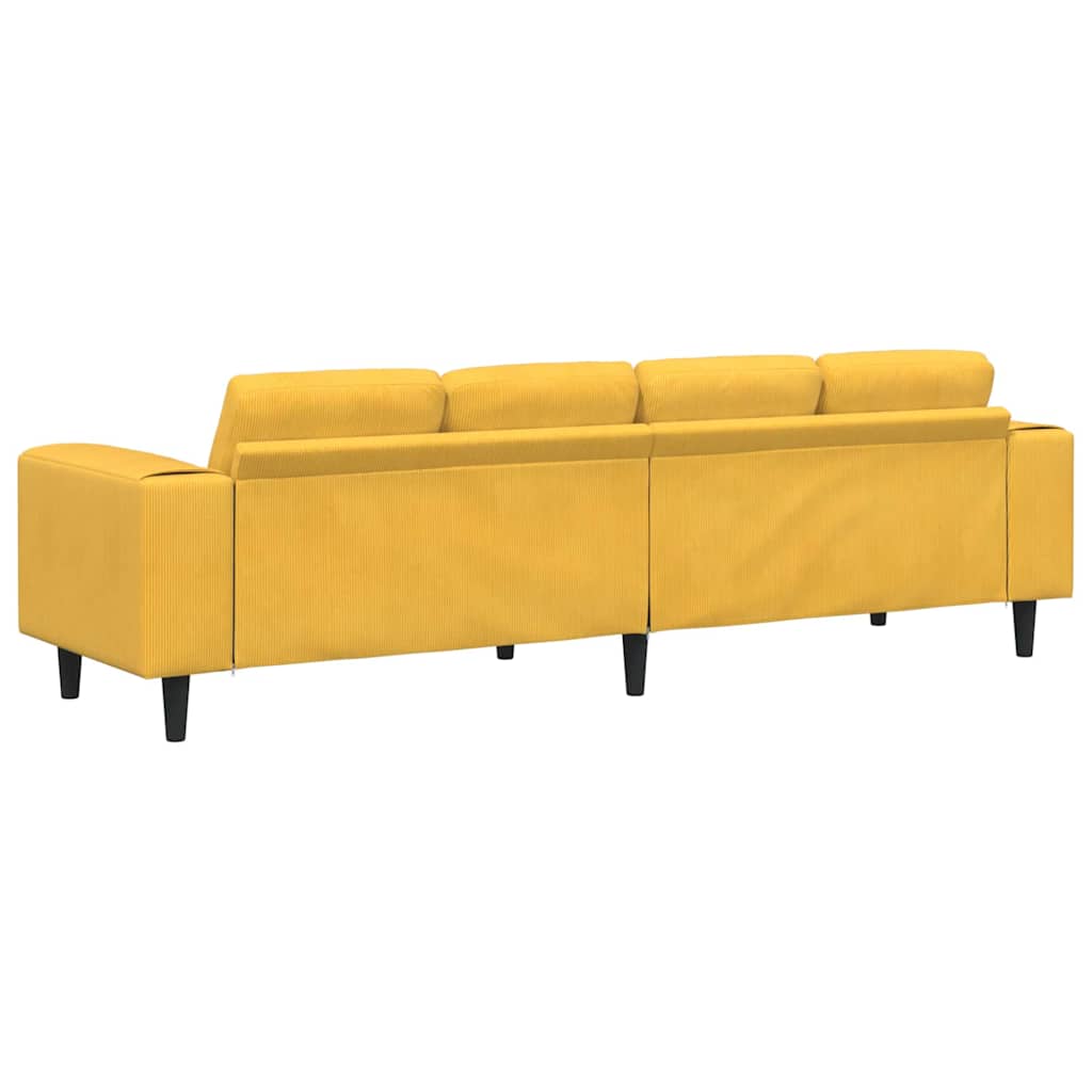 vidaXL Sofa Jasnożółty 250 x 77 x 76 cm Tkanina sztruksowa