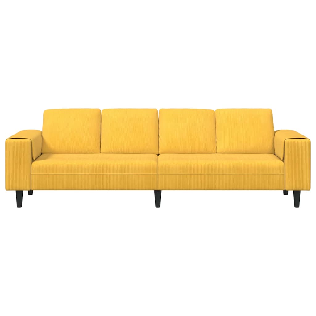 vidaXL Sofa Jasnożółty 250 x 77 x 76 cm Tkanina sztruksowa