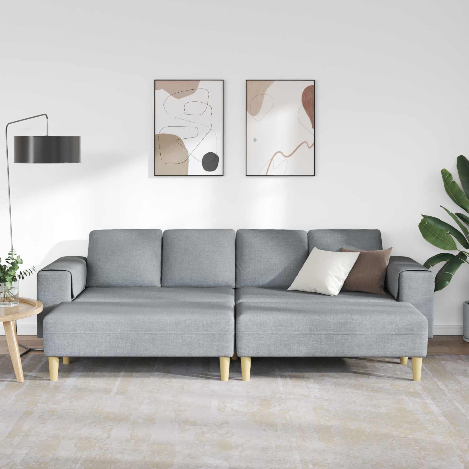 vidaXL Sofa do salonu 3 pcs Jasnoszary Poliester