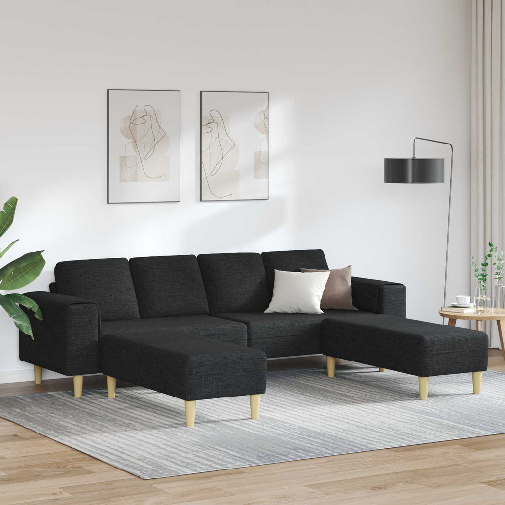 vidaXL Sofa do salonu 3 pcs Czarny Poliester