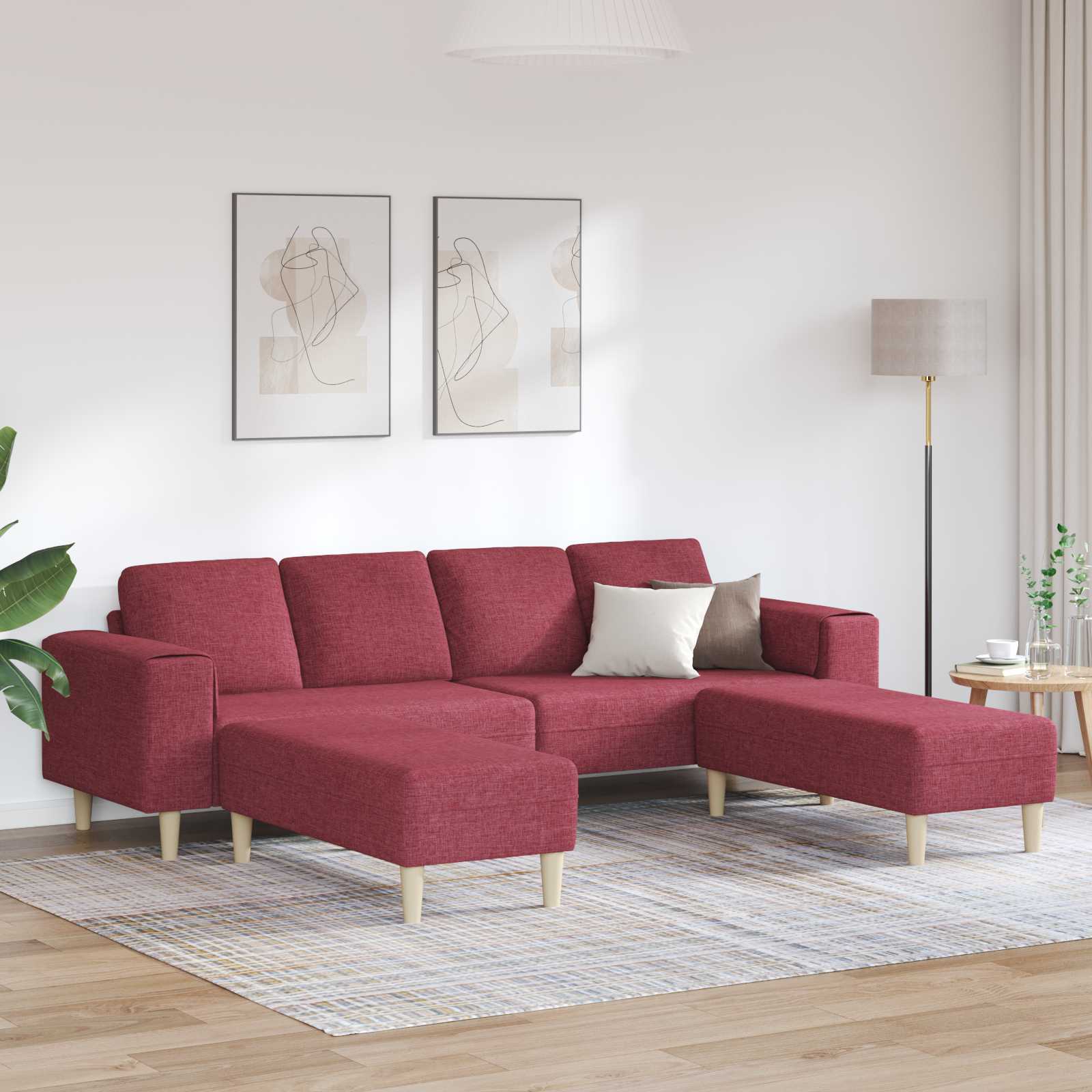 vidaXL Sofa do salonu 3 pcs Czerwone wino 250 x 188 x 76 cm Poliester