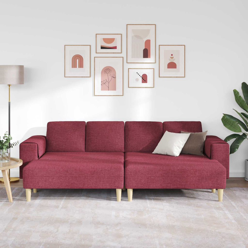 vidaXL Sofa do salonu 3 pcs Czerwone wino 250 x 188 x 76 cm Poliester