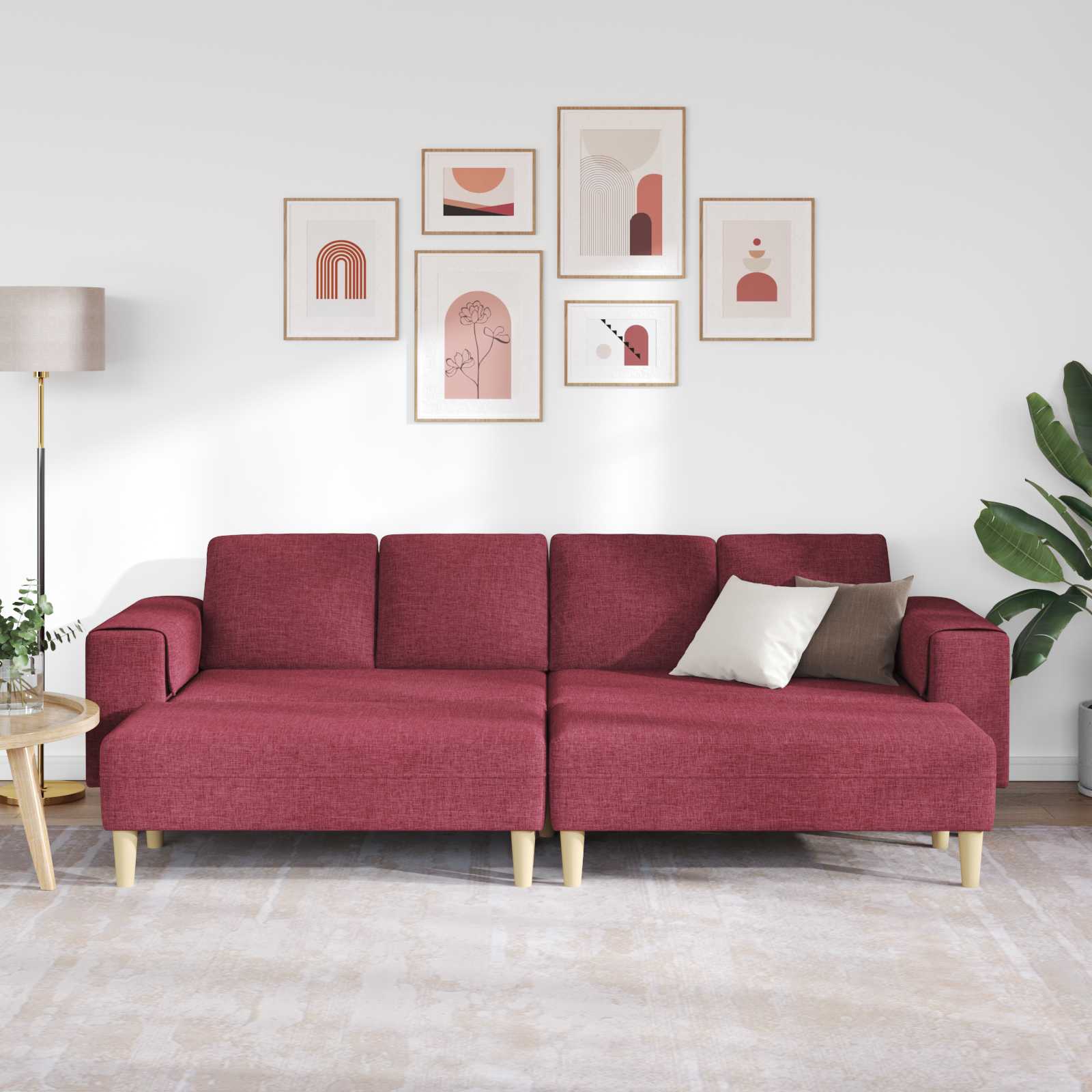 vidaXL Sofa do salonu 3 pcs Czerwone wino 250 x 188 x 76 cm Poliester