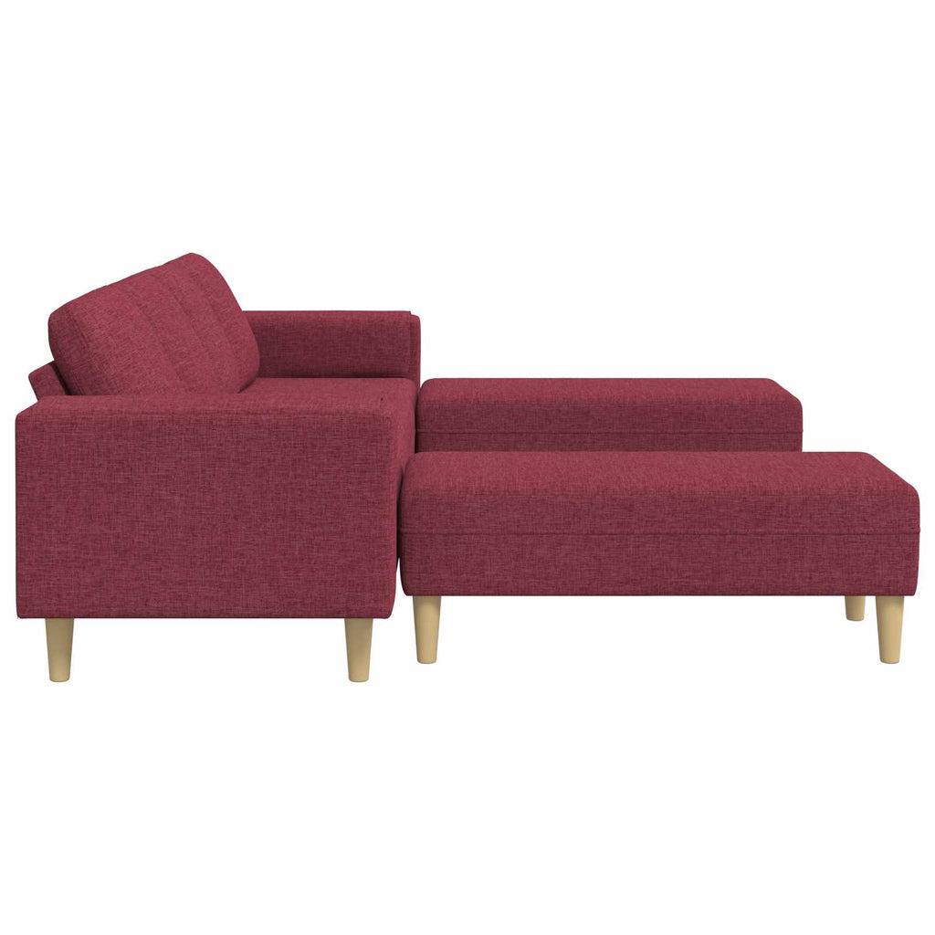 vidaXL Sofa do salonu 3 pcs Czerwone wino 250 x 188 x 76 cm Poliester