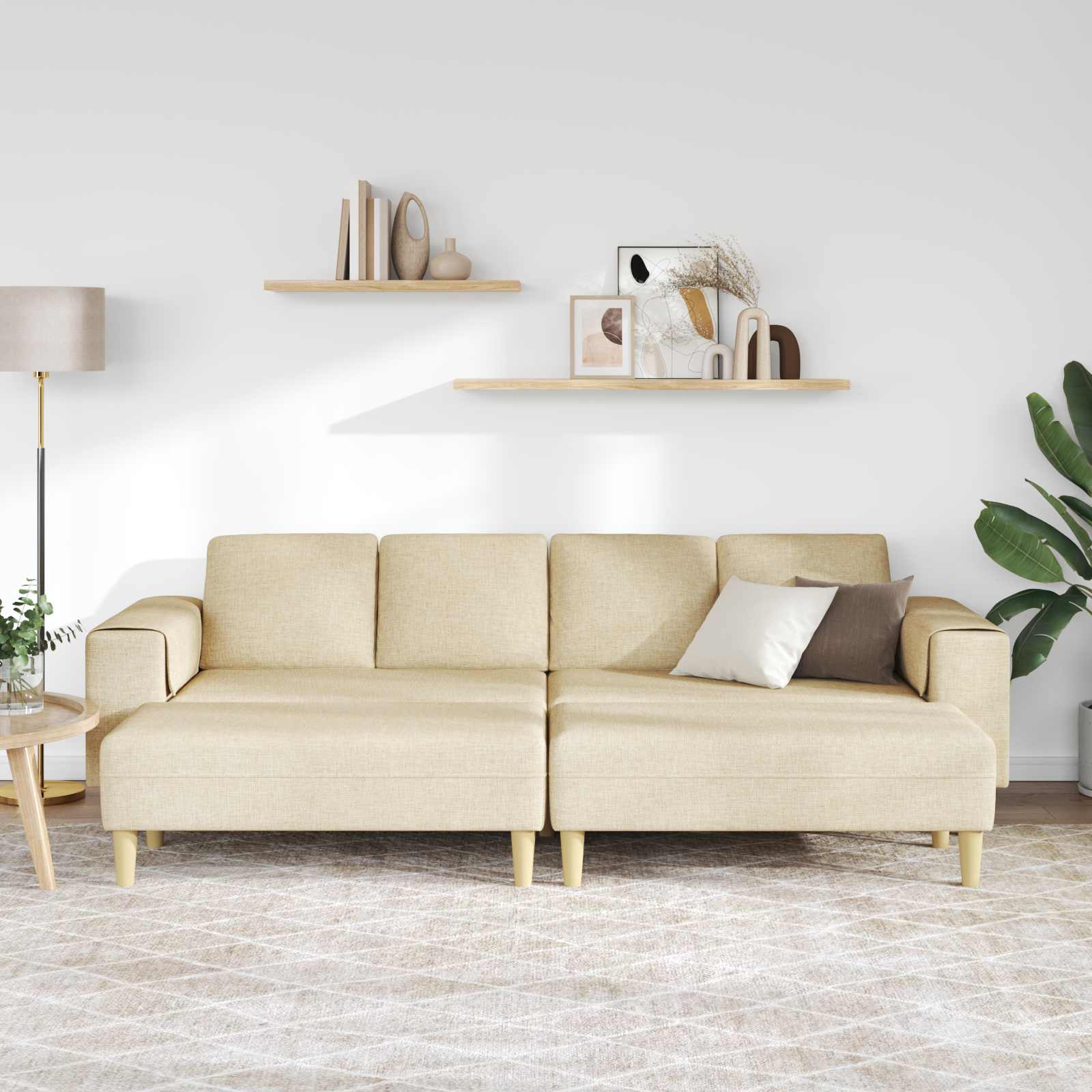 vidaXL Sofa do salonu 3 pcs Kremowy Poliester