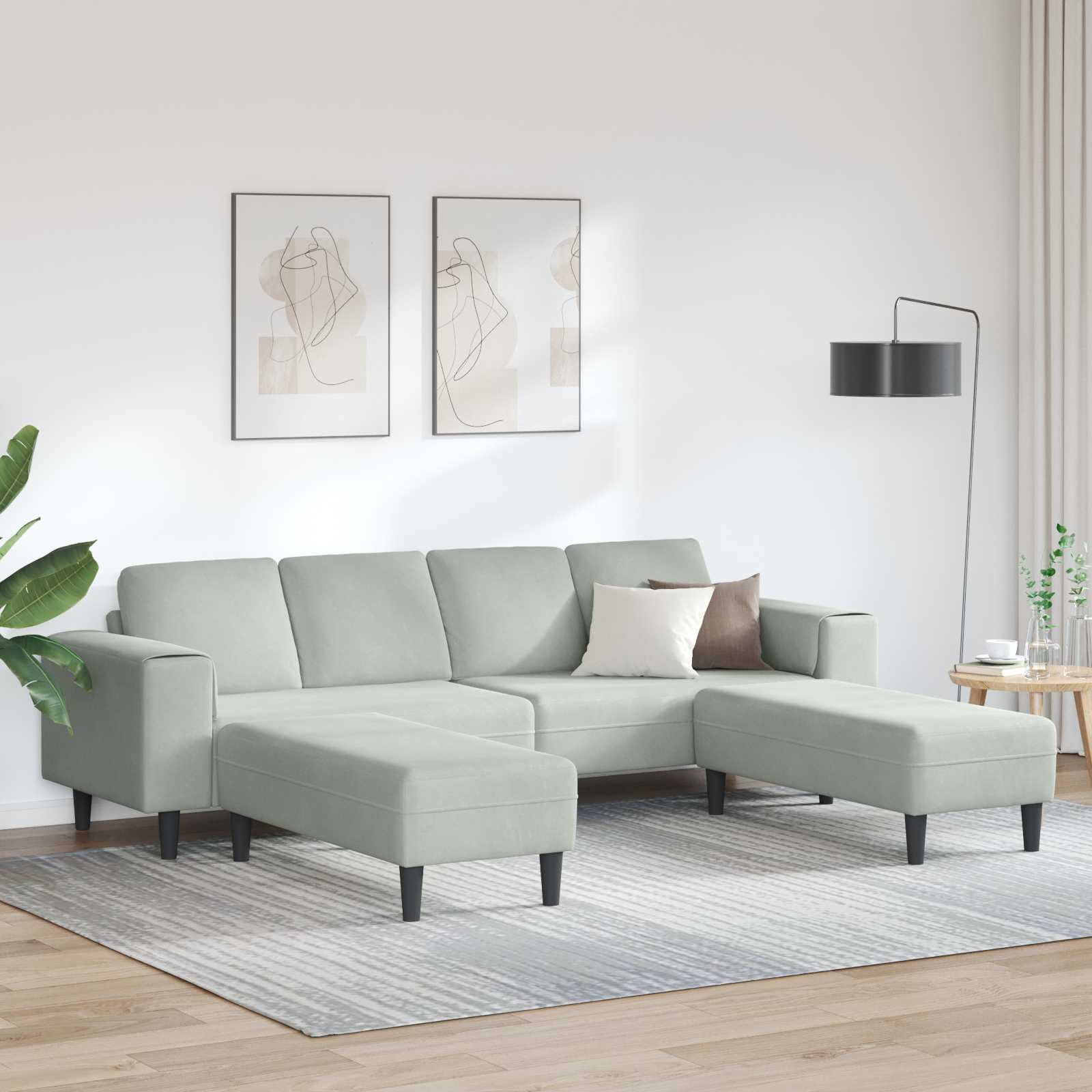vidaXL Sofa do salonu 3 pcs Jasnoszary 250 x 188 x 76 cm