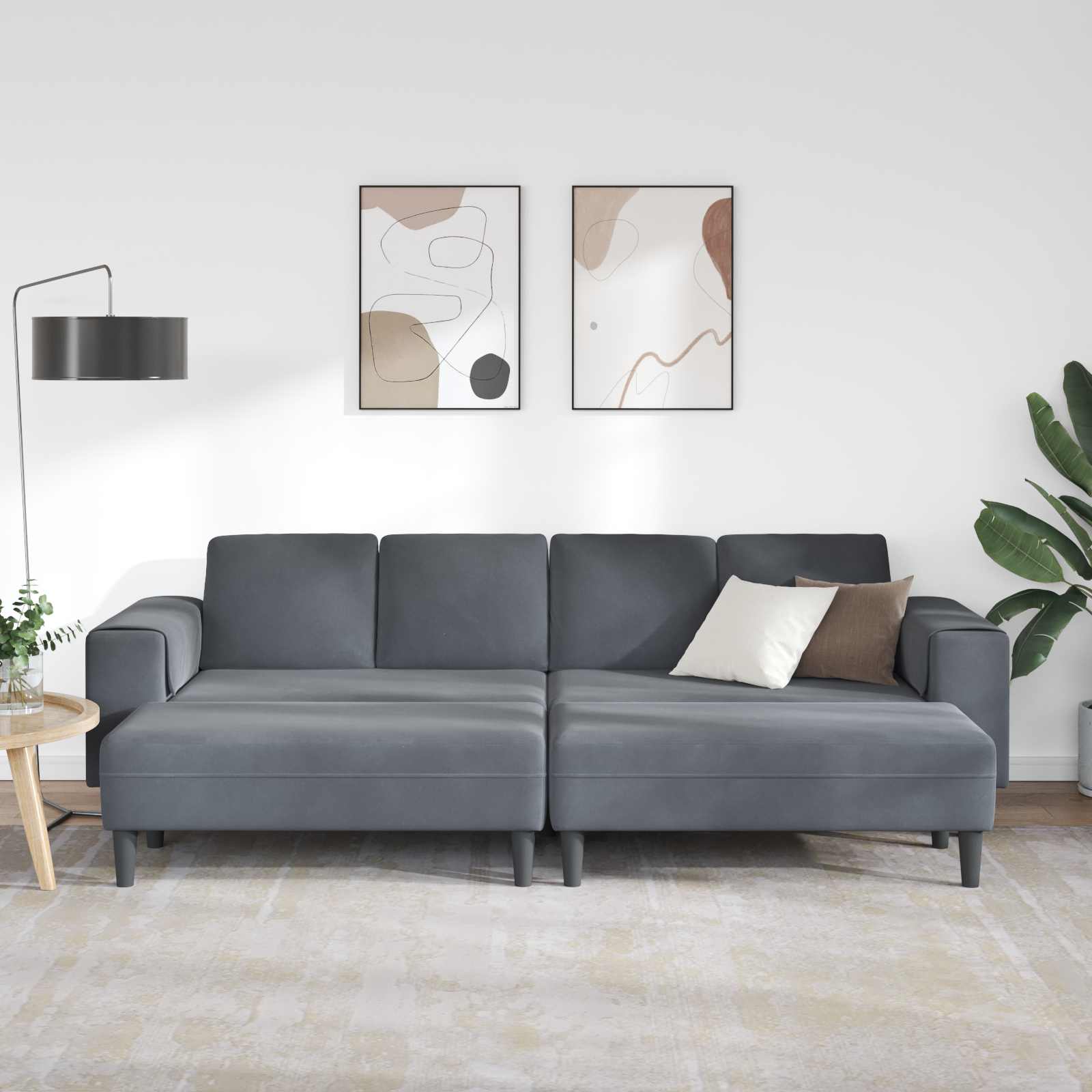 vidaXL Sofa do salonu 3 pcs Ciemnoszary 250 x 188 x 76 cm