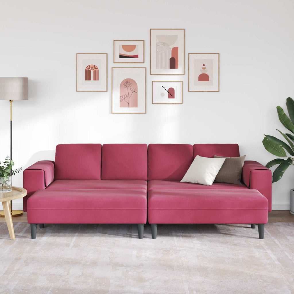 vidaXL Sofa do salonu 3 pcs Czerwone wino 250 x 188 x 76 cm