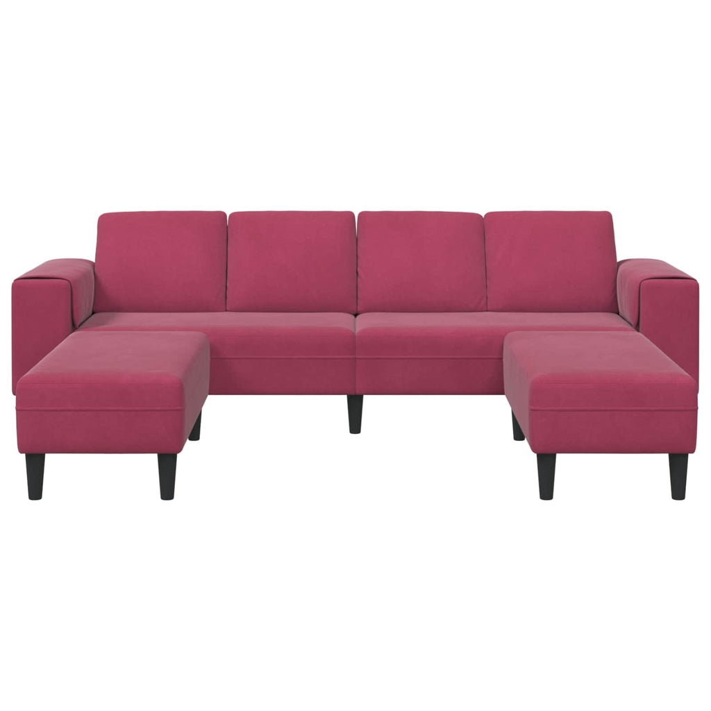 vidaXL Sofa do salonu 3 pcs Czerwone wino 250 x 188 x 76 cm