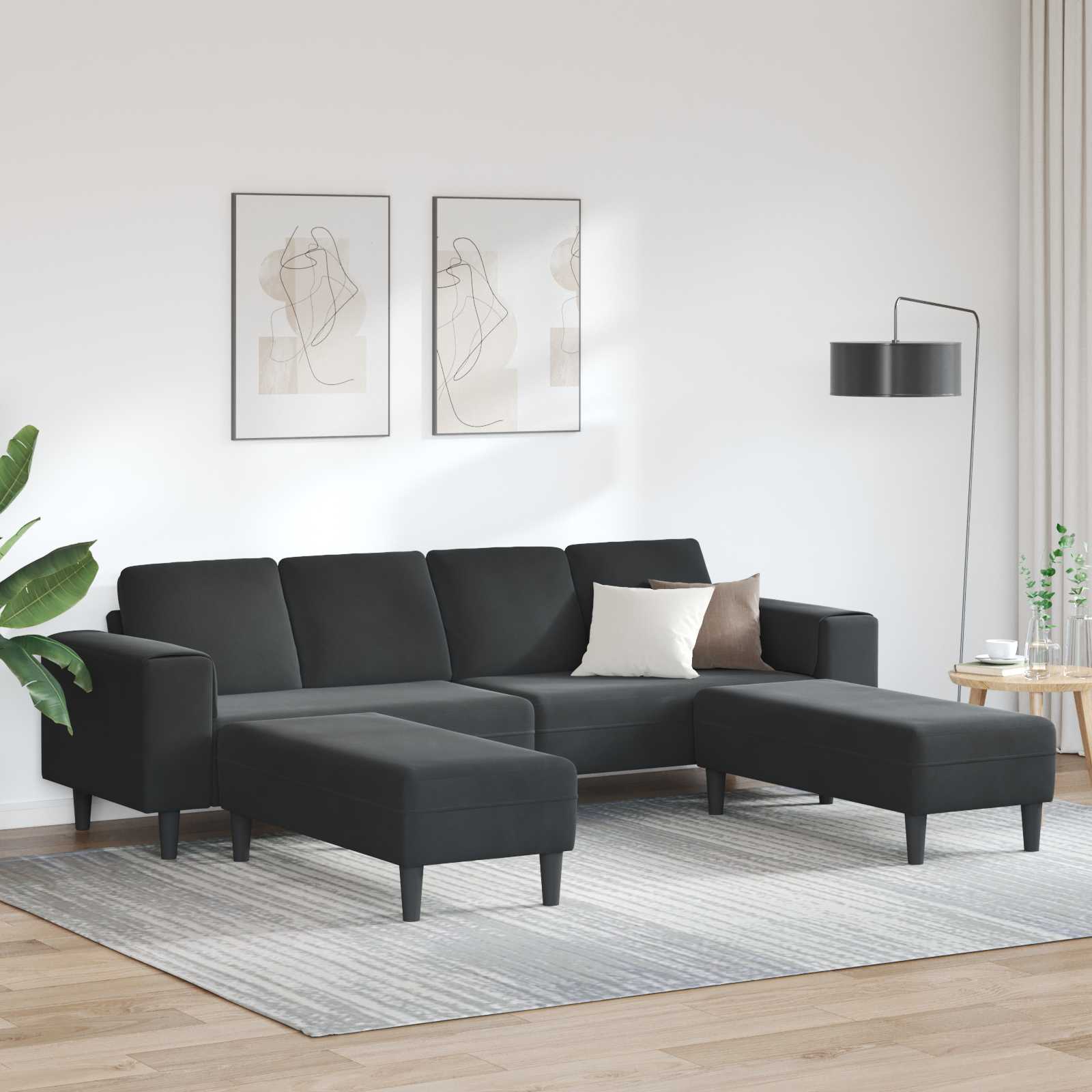 vidaXL Sofa do salonu 3 pcs Czarny 250 x 188 x 76 cm