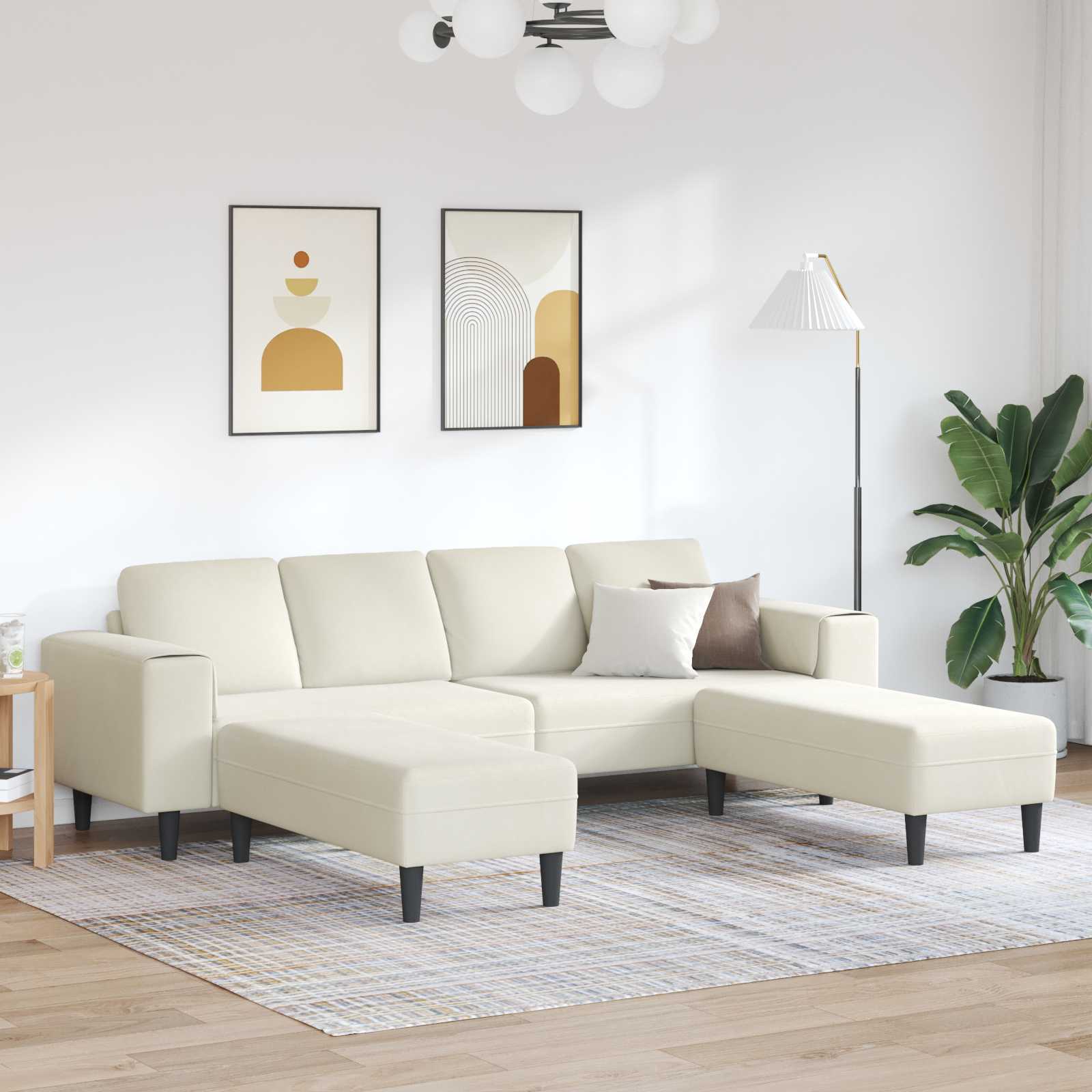 vidaXL Sofa do salonu 3 pcs Kremowy 250 x 188 x 76 cm